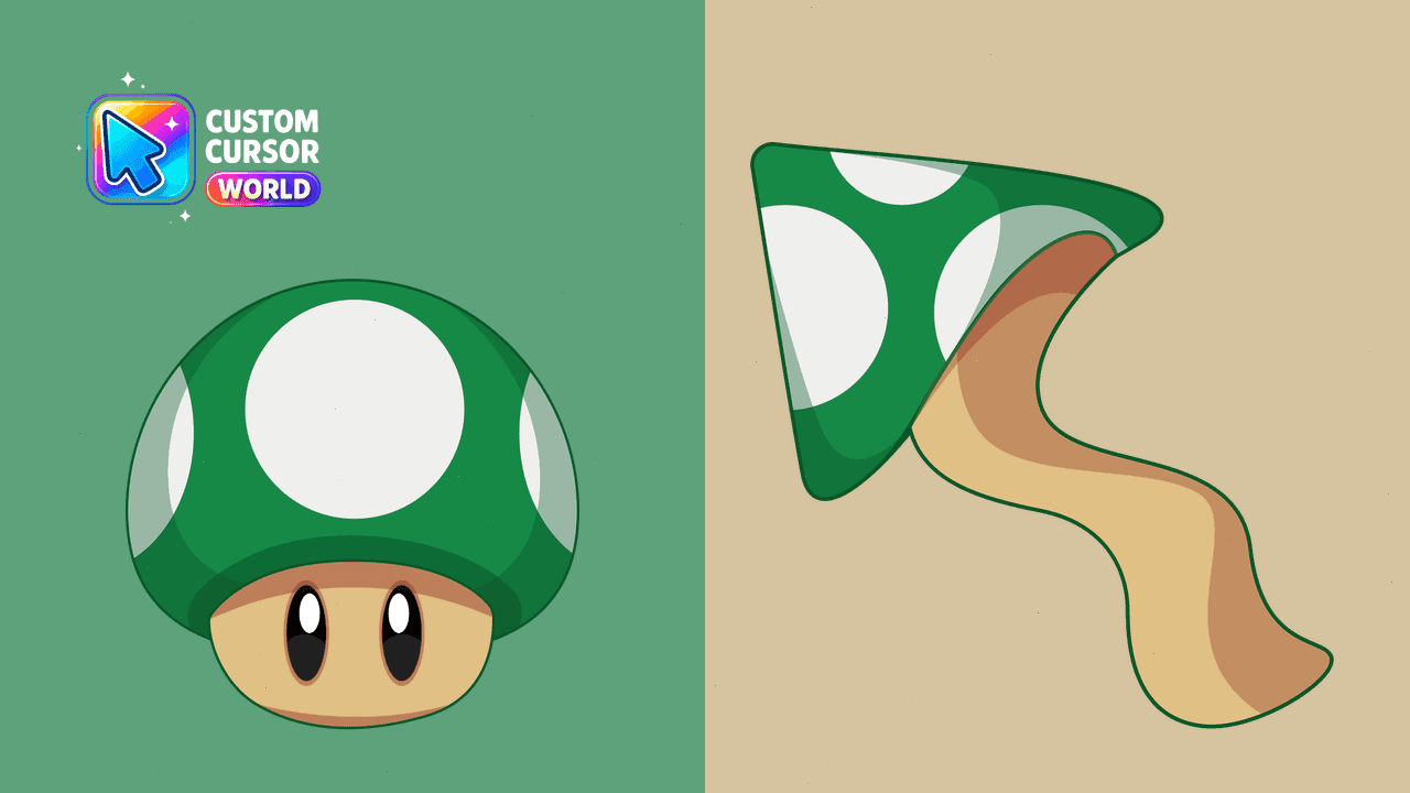 Прев'ю курсор-паку: Custom Cursor Pack - 1-Up Mushroom for Google Chrome and Mic