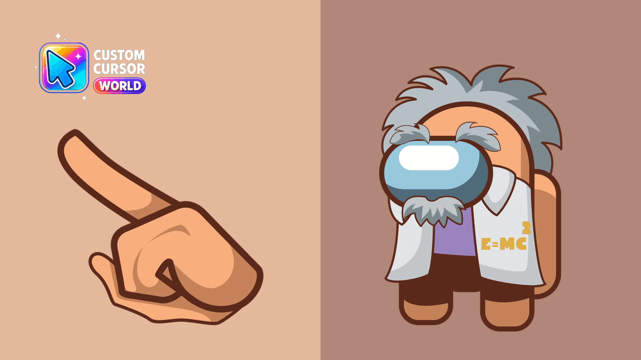 Прев'ю курсор-паку: Albert Einstein Among Us Cursor Pack for Chrome & Edge