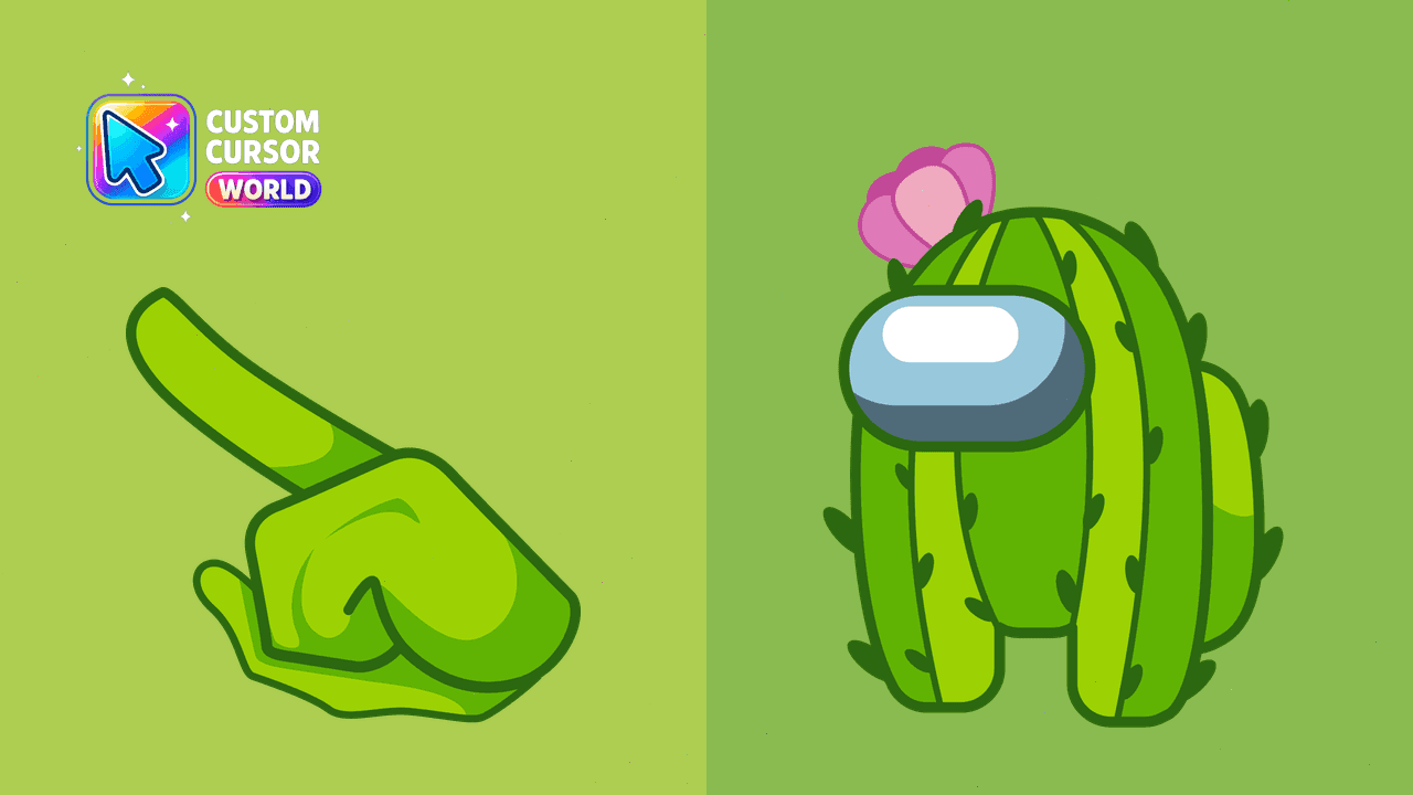Прев'ю курсор-паку: Among Us Cactus Custom Cursor Pack for Chrome and Edge