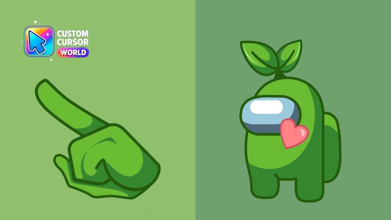 Прев'ю курсор-паку: Custom Cursor Pack - Among Us Green Leaf Skin