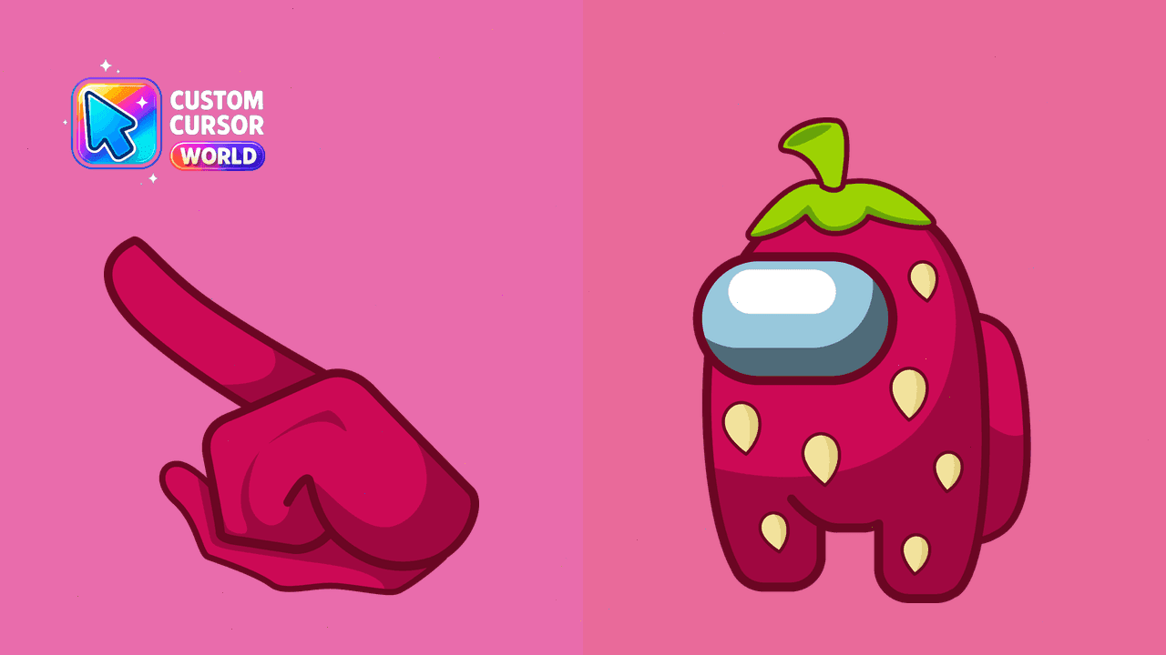 Прев'ю курсор-паку: Among Us Strawberry Custom Cursor Pack