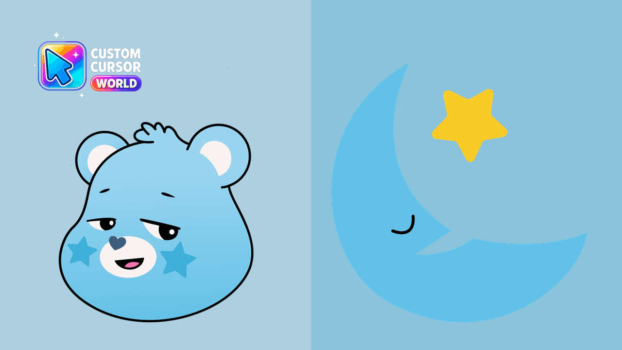 Прев'ю курсор-паку: Bedtime Bear Cursor Pack - Aqua Blue Care Bears