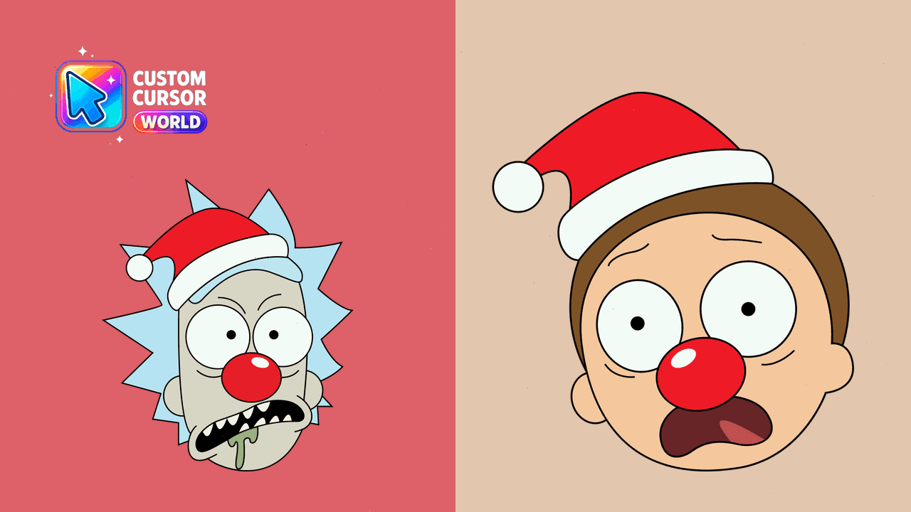 Прев'ю курсор-паку: Custom Cursor Pack Rick and Morty - Merry Xmas 2023