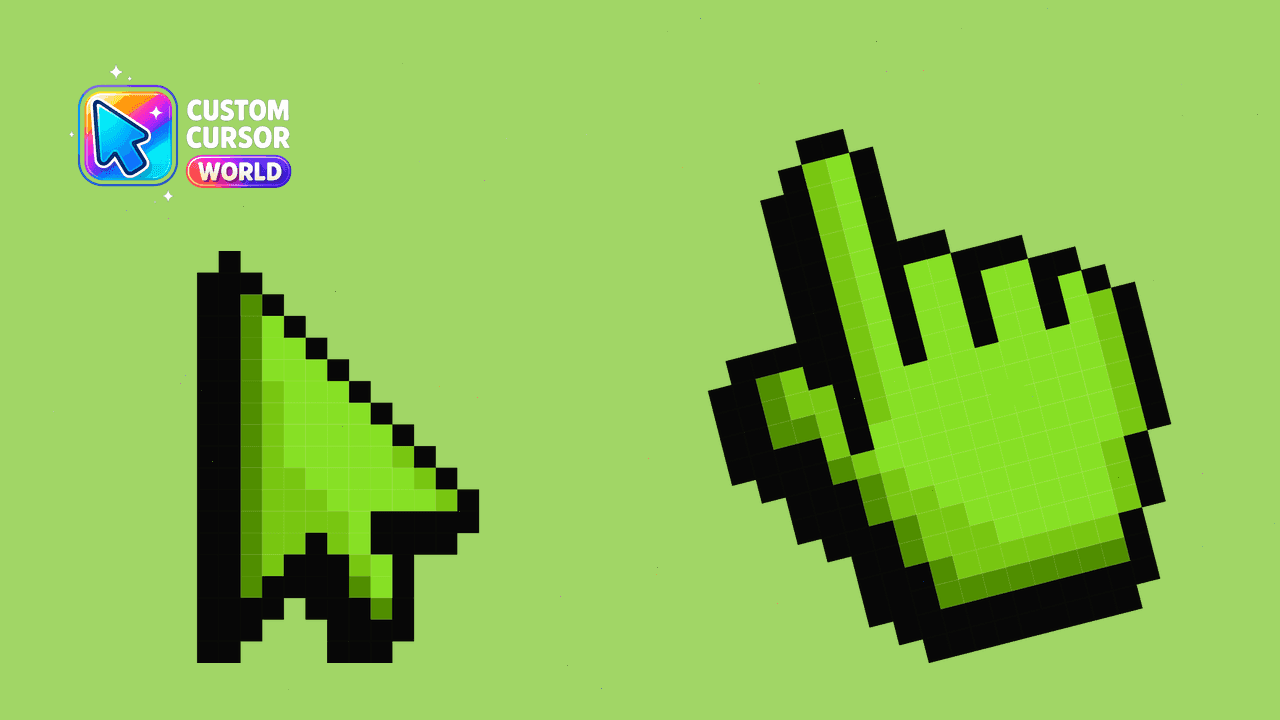 Прев'ю курсор-паку: Custom Green Pixel Cursor Pack for Chrome & Edge