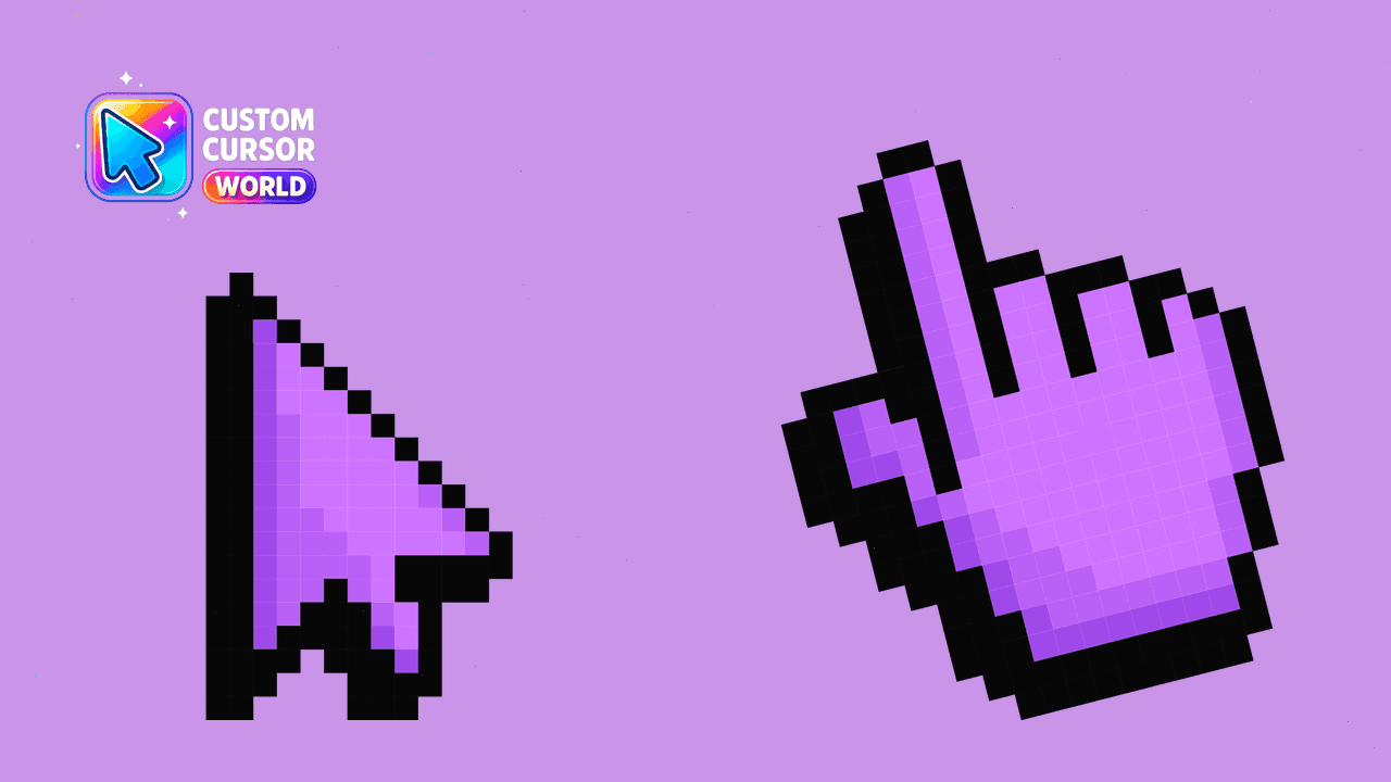 Прев'ю курсор-паку: Custom Purple Pixel Cursor Pack for Chrome