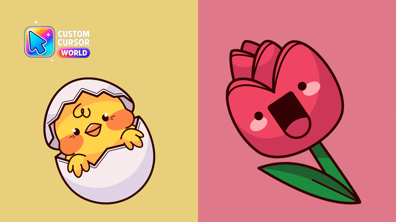 Прев'ю курсор-паку: Easter Cursor Pack with Chick & Rose