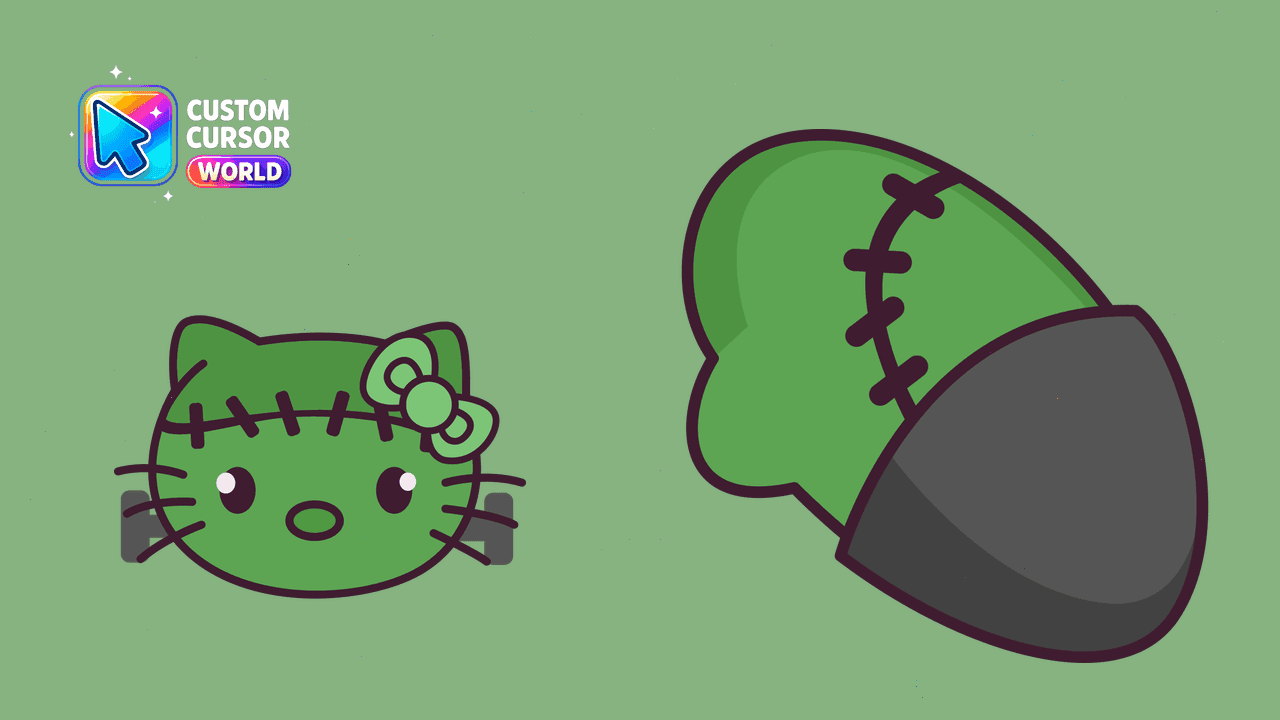 Прев'ю курсор-паку: Custom Cursor Pack - Frankenstein Kitty for Halloween