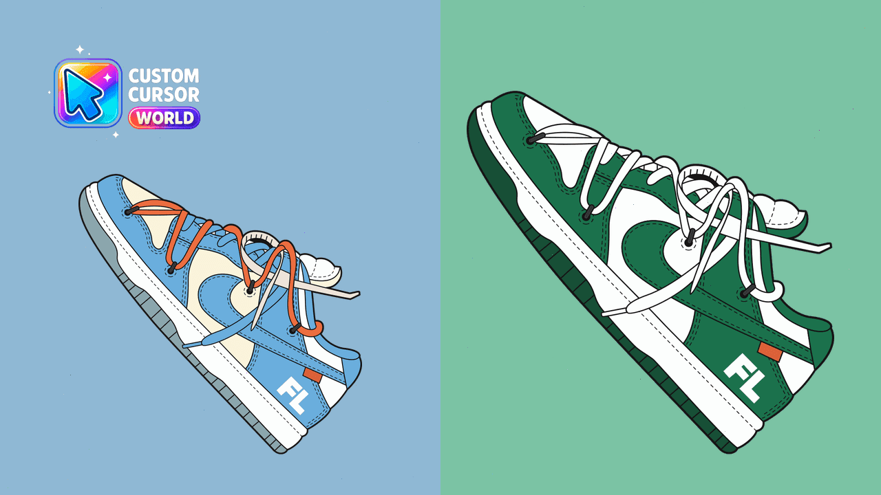 Прев'ю курсор-паку: Chrome Styled Futura x Off-White x Nike Dunk Low Cursor Pack