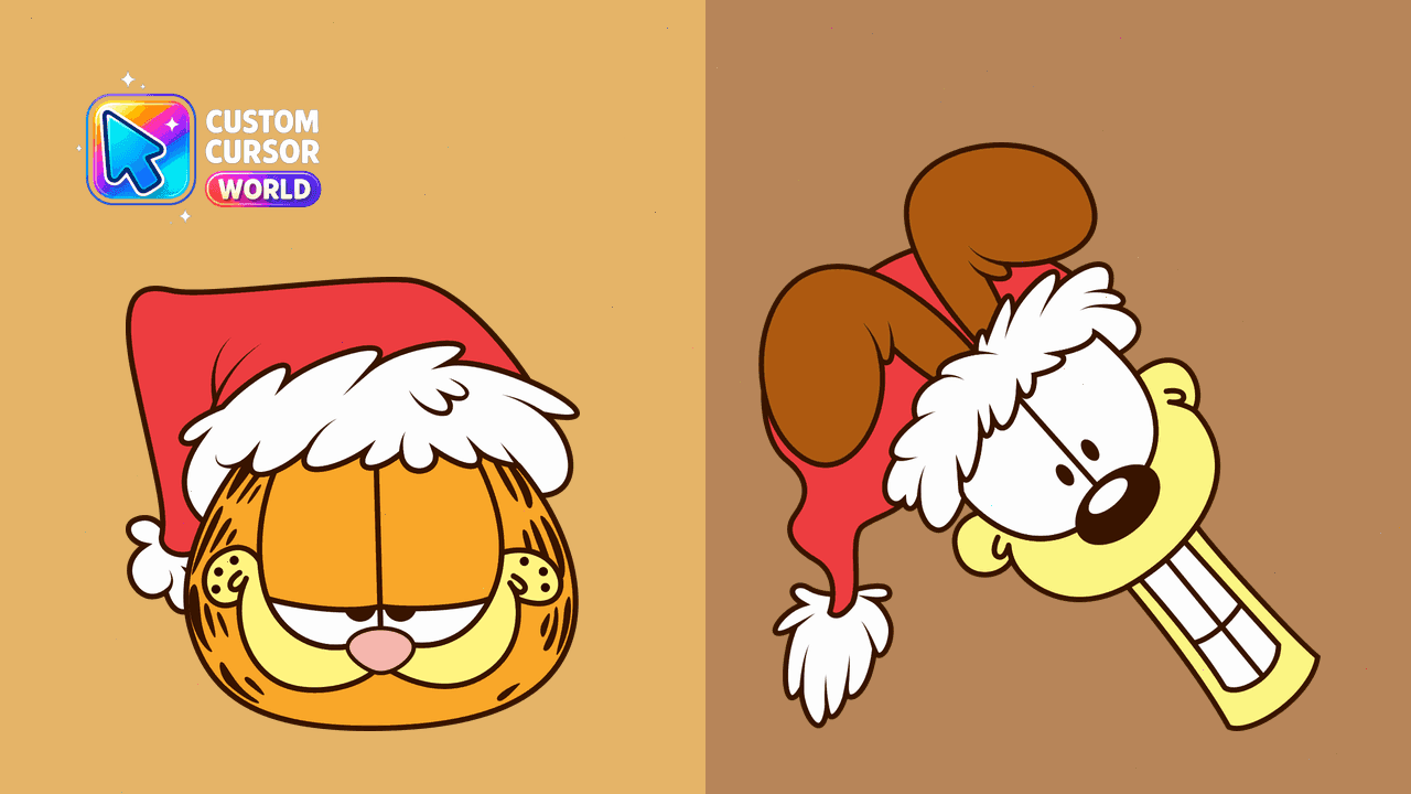 Прев'ю курсор-паку: Garfield & Odie Cursor Pack for Chrome - Christmas 2023