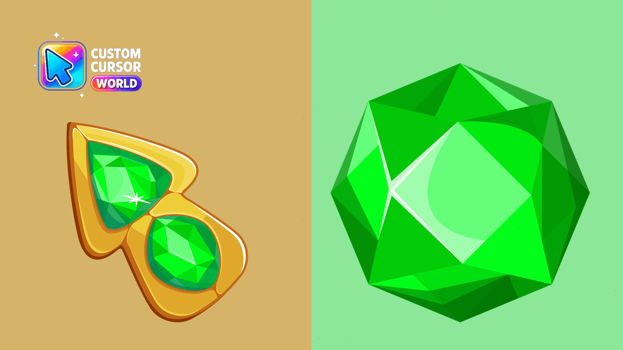 Прев'ю курсор-паку: Custom Cursor Pack - Green Emerald for Chrome & Edge