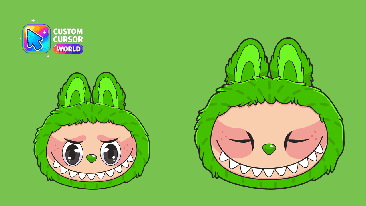 Прев'ю курсор-паку: Green Labubu Custom Cursor for Chrome