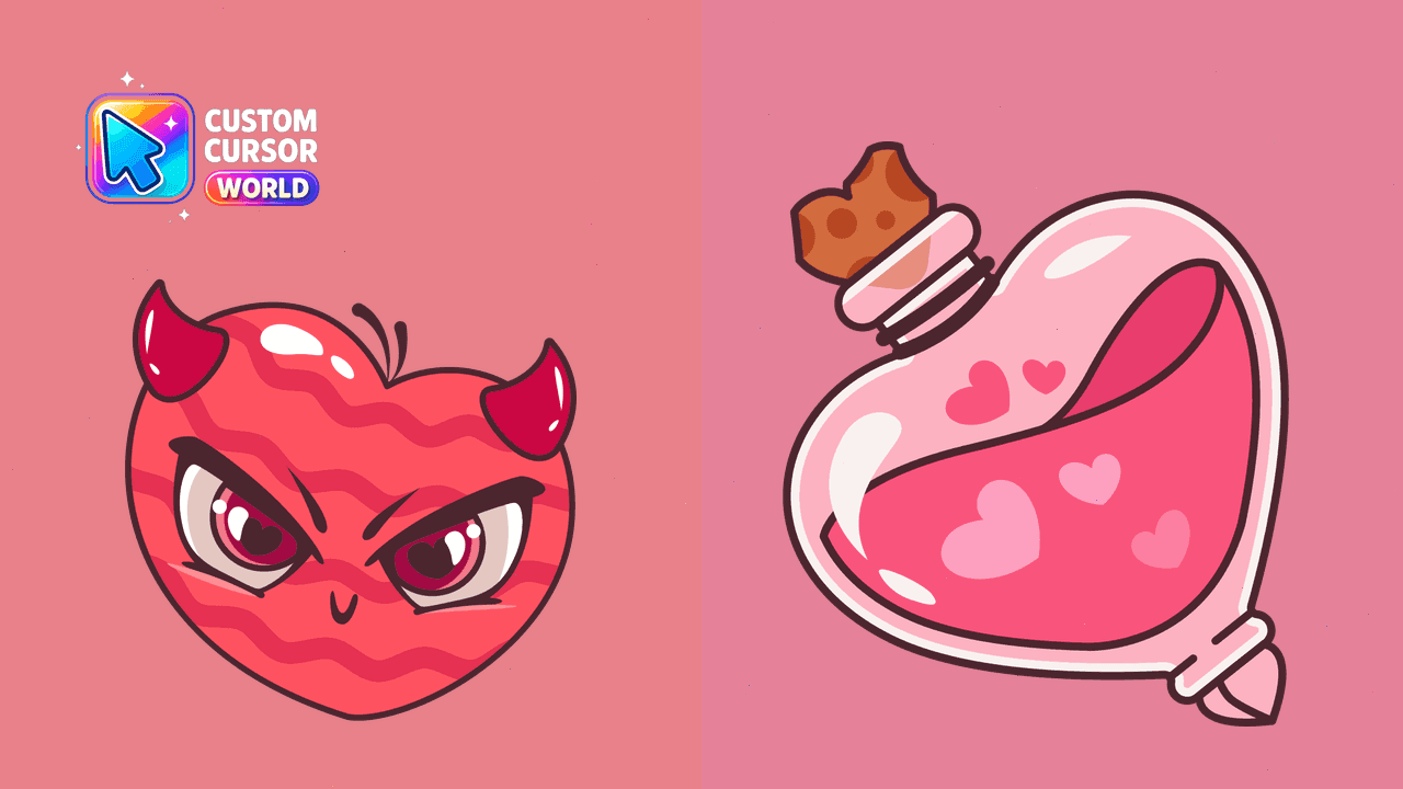 Прев'ю курсор-паку: Heart & Potion Custom Cursor Pack