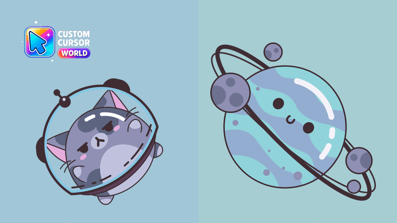 Прев'ю курсор-паку: Astronaut Cat Custom Cursor Pack for Browsers