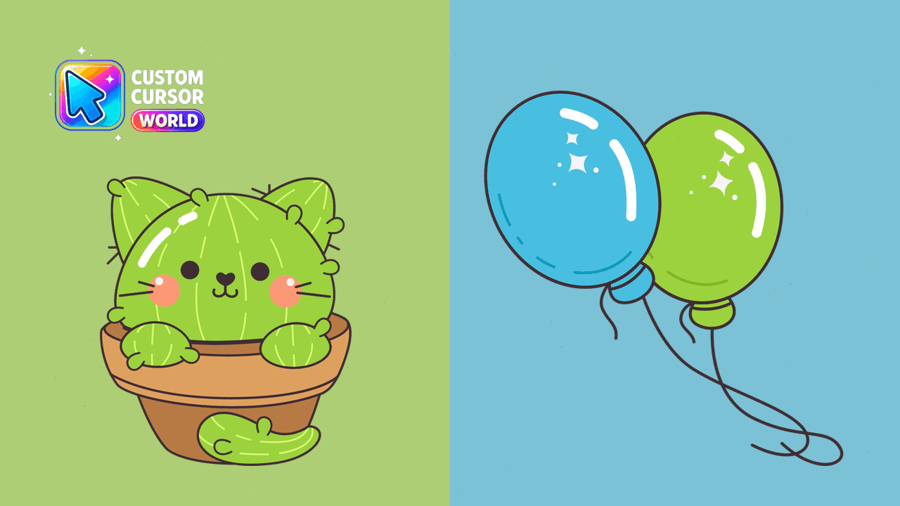Прев'ю курсор-паку: Cute Cactus Cat Cursor Pack for Browsers