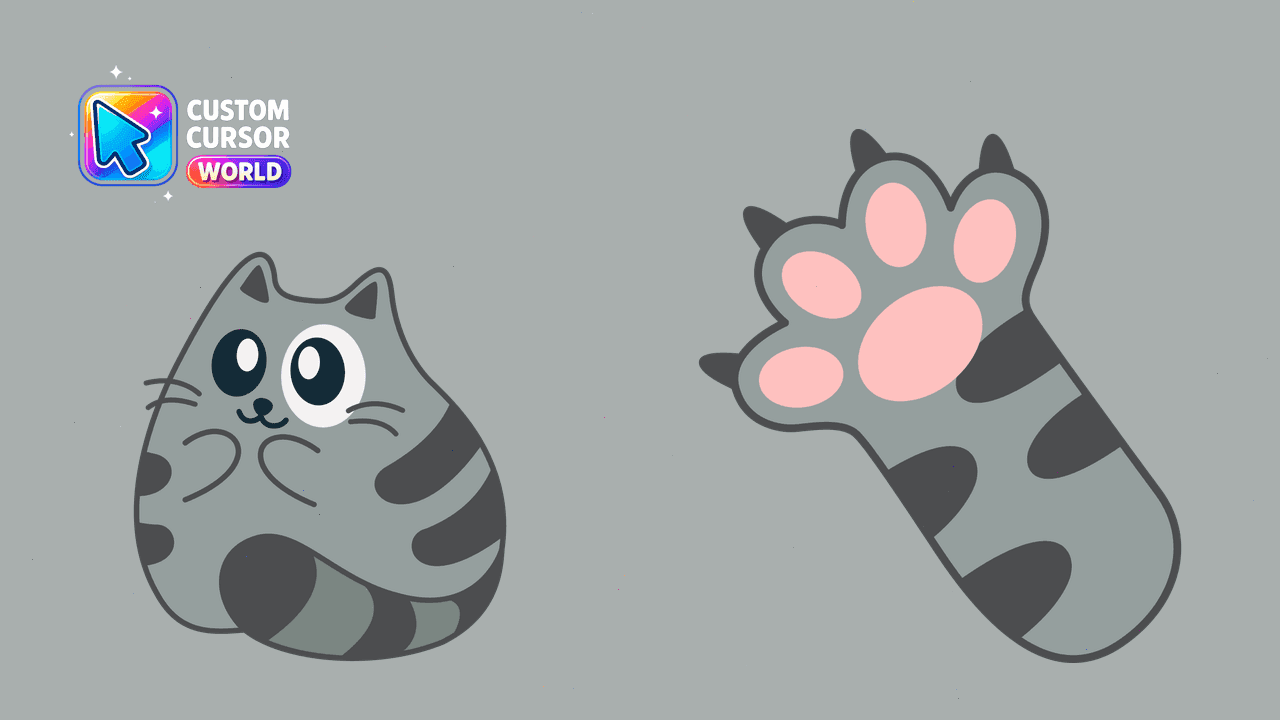 Прев'ю курсор-паку: Kawaii Grey Cat Cursor Pack