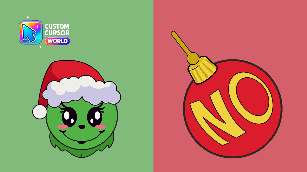 Прев'ю курсор-паку: Kawaii Grinch Custom Cursor Pack