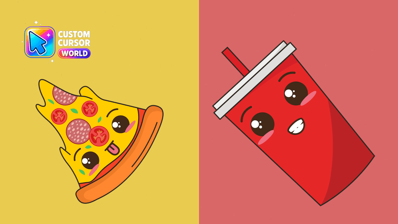 Прев'ю курсор-паку: Kawaii Cursor Pack with Pizza and Coca-Cola