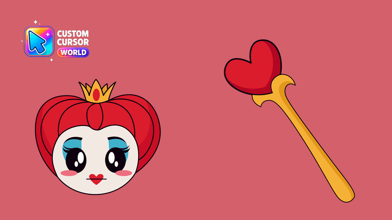 Прев'ю курсор-паку: Kawaii Custom Cursor Pack - Queen of Hearts Mouse Pointer