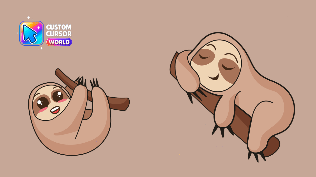 Прев'ю курсор-паку: Kawaii Sloth Cursor Pack