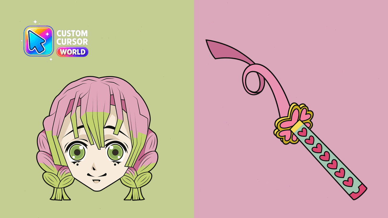 Прев'ю курсор-паку: Mitsuri Kanroji Custom Cursor Pack for Chrome and Edge