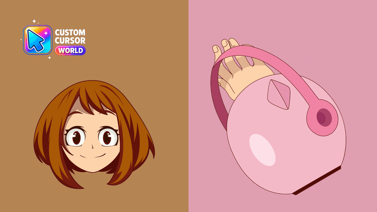 Прев'ю курсор-паку: Ochako Uraraka Custom Cursor Pack for Chrome and Edge