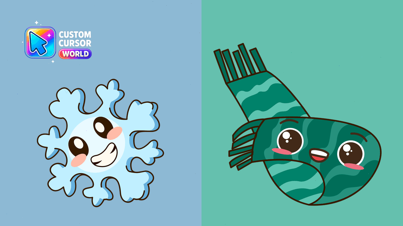 Прев'ю курсор-паку: Custom Cursor Snowflake and Scarf Pack