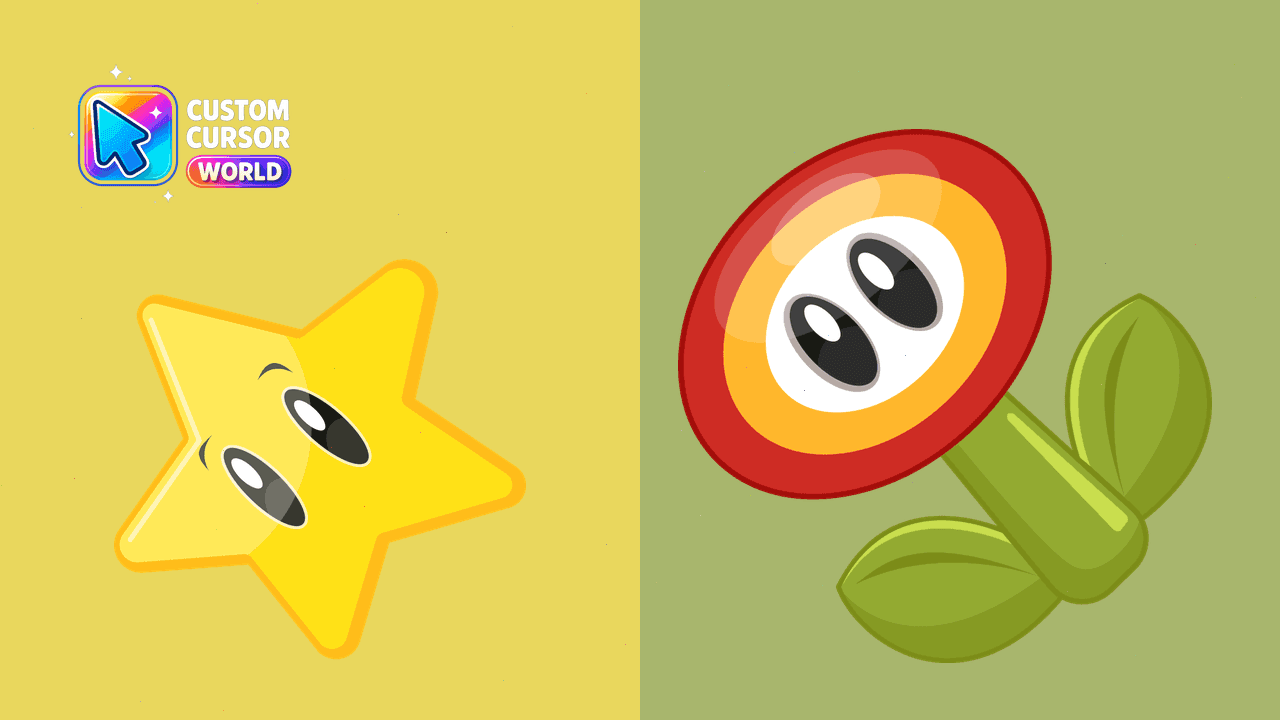 Прев'ю курсор-паку: Mario Cursor Pack - Super Star and Fire Flower
