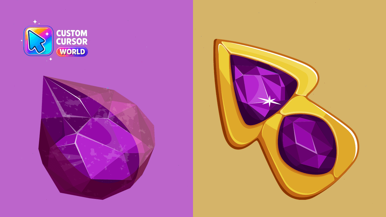 Прев'ю курсор-паку: Custom Purple Amethyst Cursor Pack for Chrome and Edge