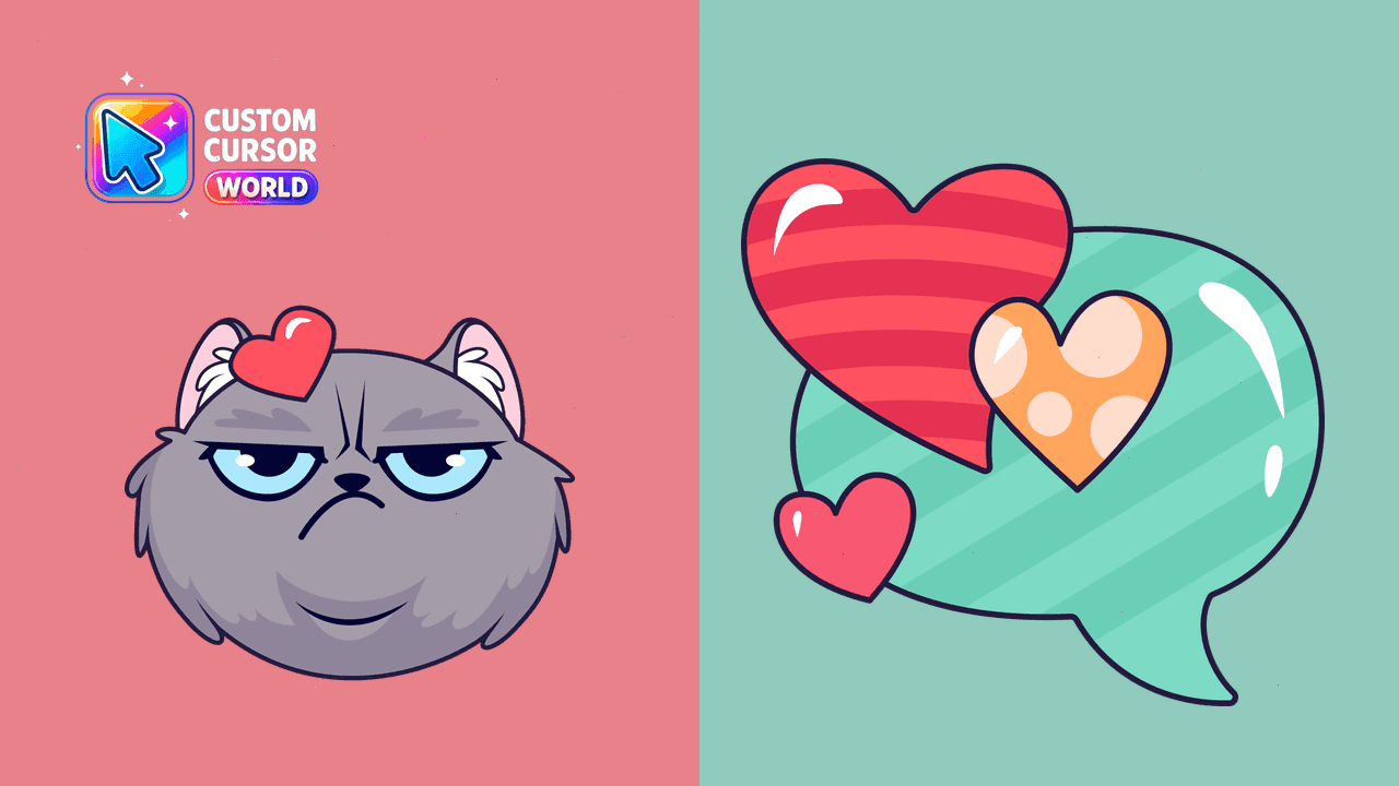 Прев'ю курсор-паку: Custom Cursor Pack - Valentine's Cat for Chrome & Edge