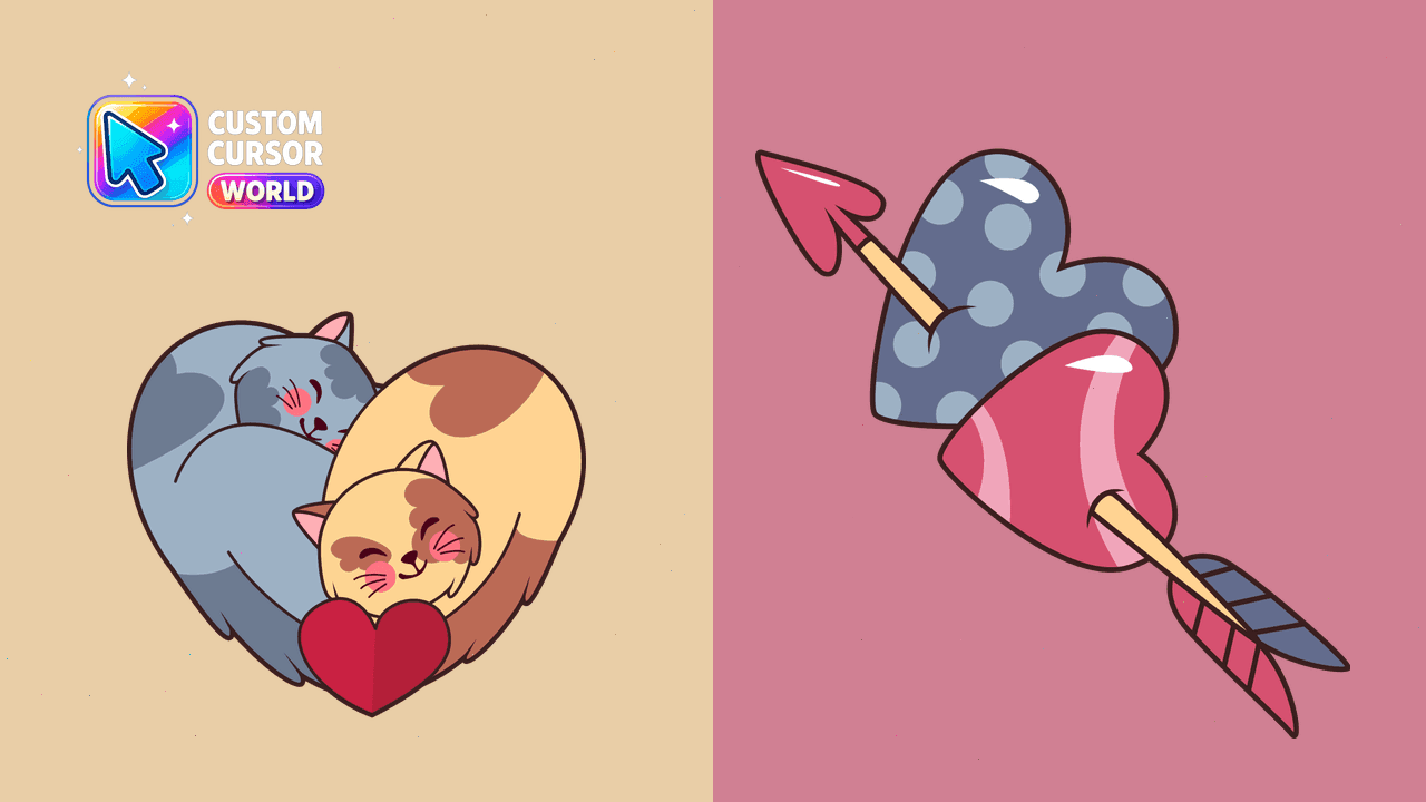 Прев'ю курсор-паку: Valentine's Cats Custom Cursor Pack for Chrome & Edge