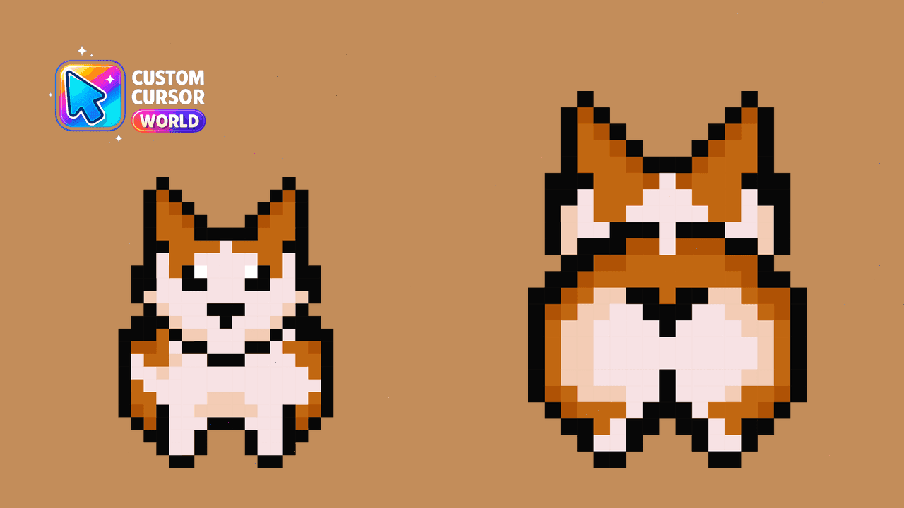 Прев'ю курсор-паку: Cute Pixel Corgi Custom Cursor Pack for Chromebooks
