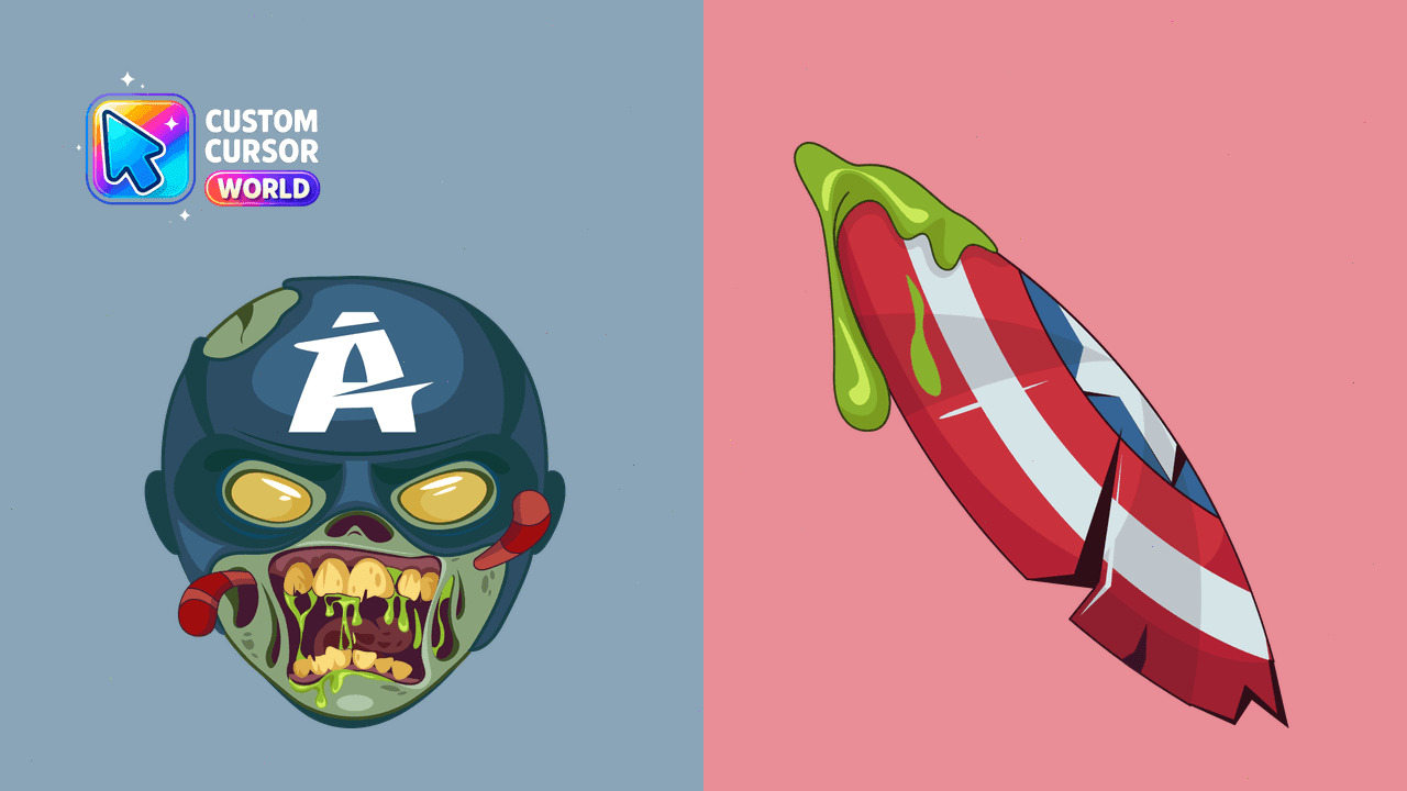 Прев'ю курсор-паку: Custom Cursor Pack - Zombie Captain America for Chrome & Edg